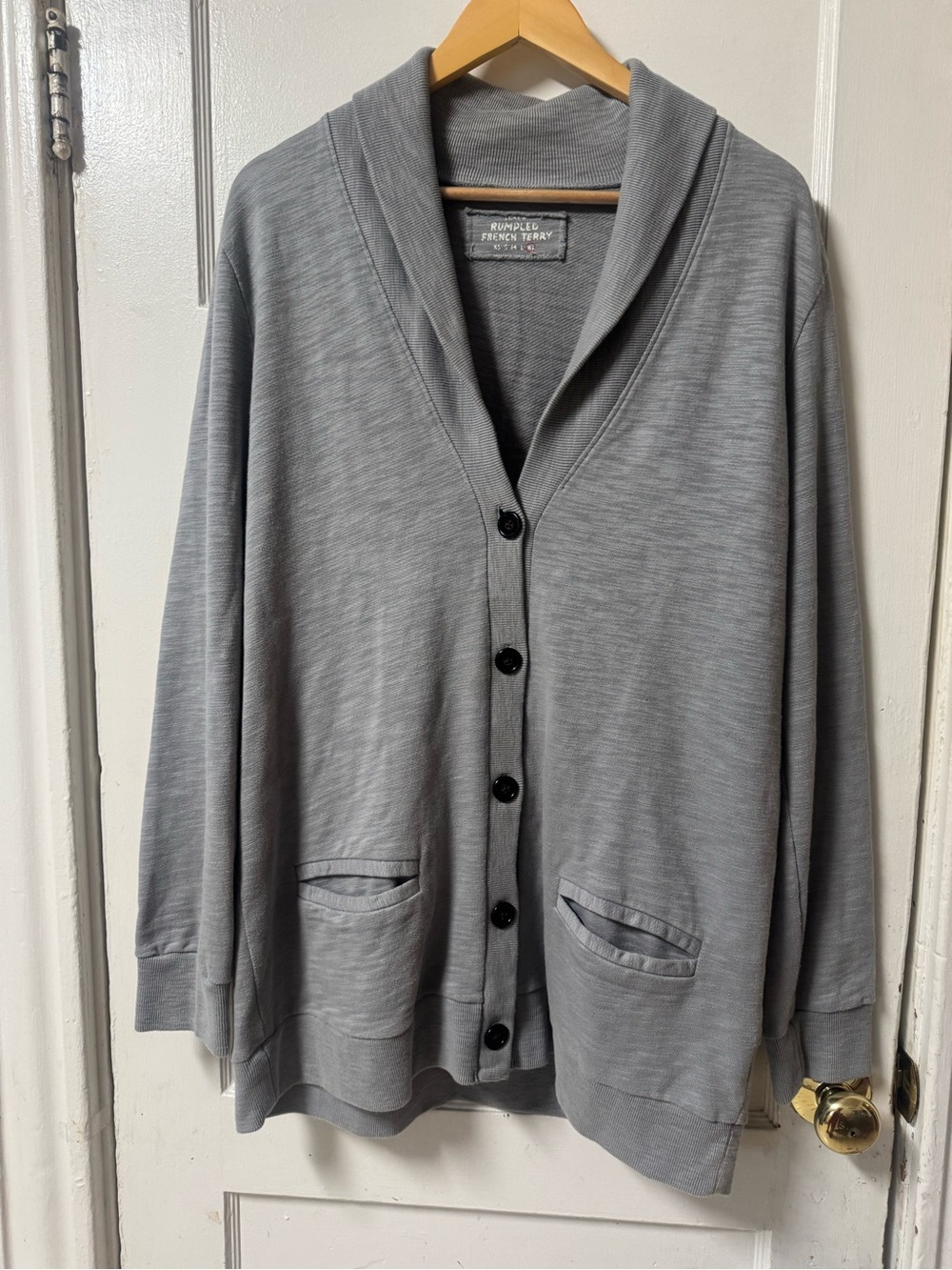 J. Crew Light Gray Shawl Collar Button Cardigan